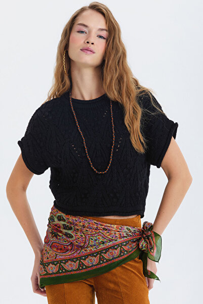 Clandestino Εθνοτικό σχέδιο ινδικό μεταξωτό σάλι πράσινο - πορτοκαλί