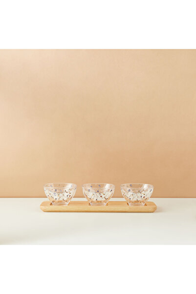 Lifestyle Flora 4-Piece Glass Bowl and Tray Set