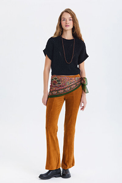 Clandestino Εθνοτικό σχέδιο ινδικό μεταξωτό σάλι πράσινο - πορτοκαλί