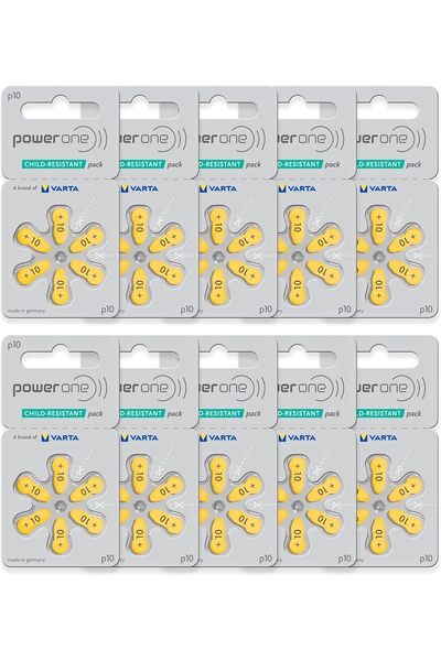 Generic بطارية Power One لسماعات الأذن - 10، عبوة من 60 بطارية