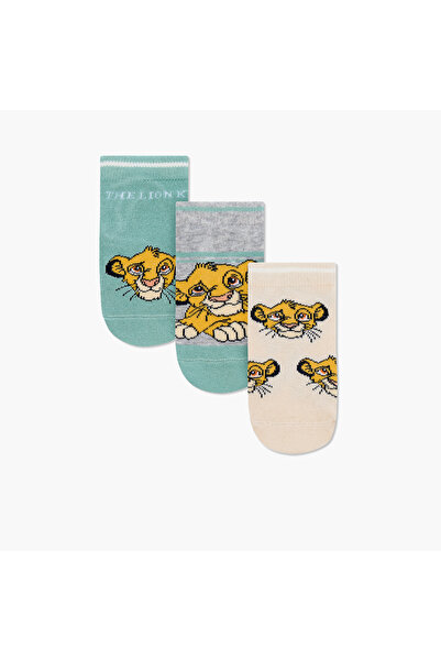 Disney Simba Print Ankle Length Socks - Set of 3