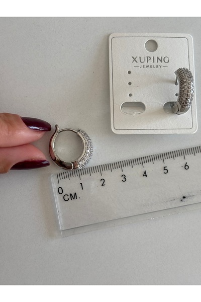 Butik Xuping Silver Color Stone Clip Earrings 1.4 cm