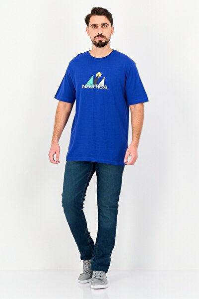 Nautica Men Crew Neck Short Sleeve Graphic Print T-Shirt, Blue