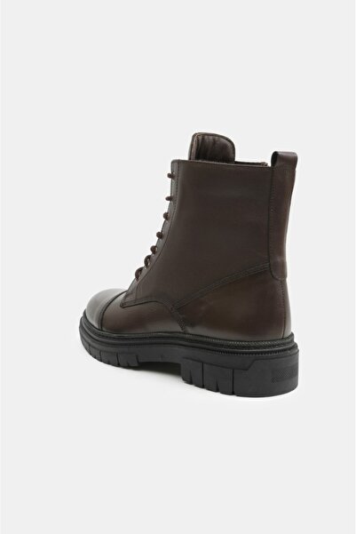 derinet Hakiki Deri Bilek Üstü Bağcıklı Fermuarlı Kadın Bot