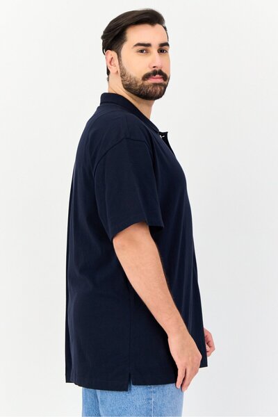 GAP Men Regular Fit Solid Short Sleeves Polo Shirt, Navy