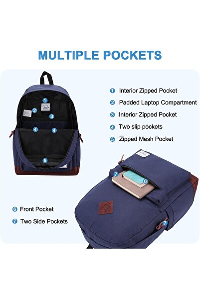 VASCHY حقيبة ظهر كلاسيكية خفيفة الوزن مقاومة للماء للجنسين (سفر/مدرسة)