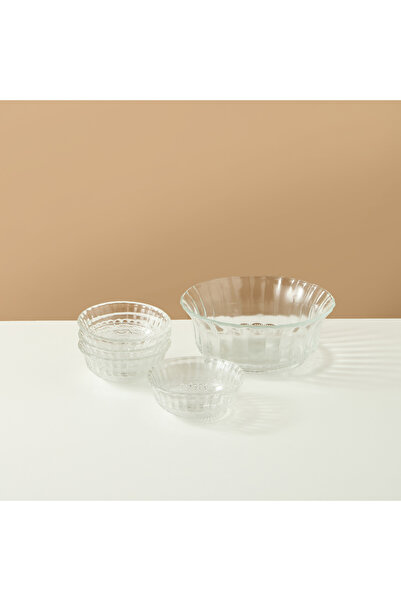 Lifestyle Textured 5-Piece Glass Serving Bowl Set - 23 cms