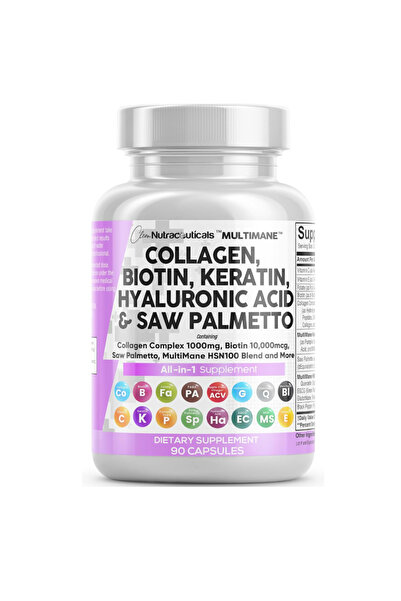 Clean Nutraceuticals Collagen Pills 1000mg Biotin 10000mcg Keratin Hyaluronic...