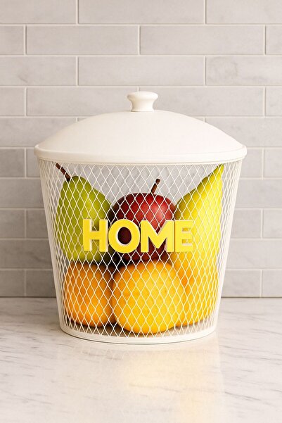 VENON White Cypress Basket 20 cm X 20 cm Metal Potato Onion Bucket - Vegetable Basket - Potato Onion Basket