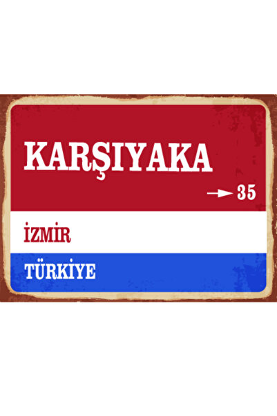 BiveSa İzmir ili Karşıyaka İlçesi Retro Ahşap Sokak Tabelası