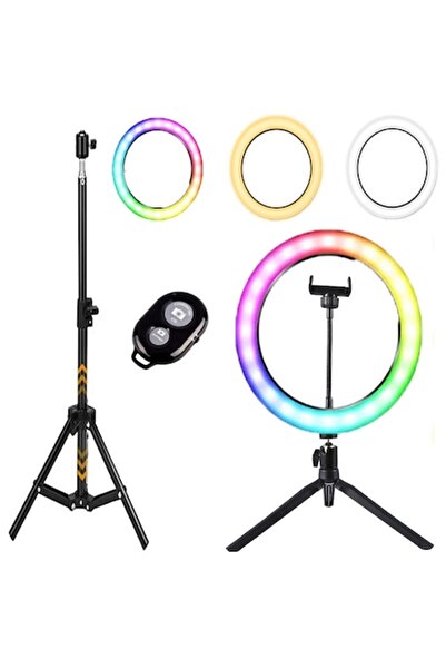 selling depot Inel luminos 26cm/10" RGB cu USB, trepied mic și mare, telecomandă