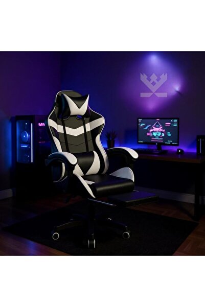 AZZHAAR Gaming Chair with Footrest & Lumbar Support, PU Leather Premium Adjustable Office Chair for Gamers