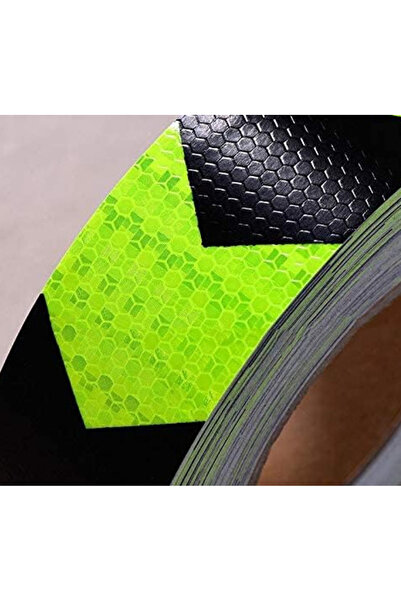 Alex GREEN reflective tape with BLACK arrow honeycomb type roll 25m x 5 cm