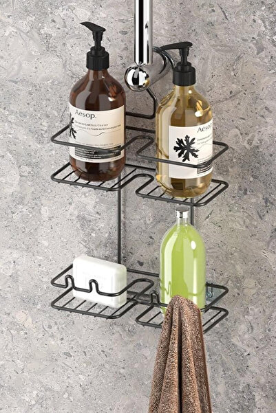 MegaVitrin Tekno Tel BK-067 Raft de duș plat, negru, suspendat, cu 2 niveluri...