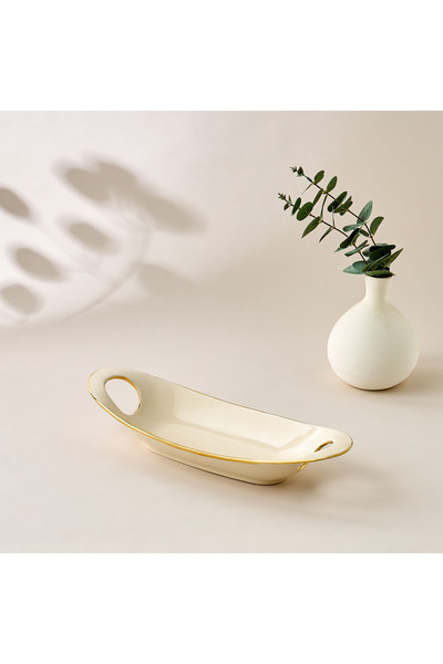 Lifestyle Evoque Porcelain Serving Platter with Handle - 40x15 cms