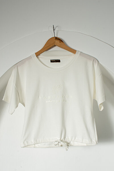 grand coco Woman Printed ecru crop t-shirt