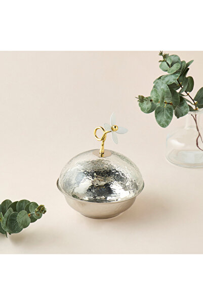 Lifestyle Textured Steel Serving Bowl with Glass Lid - 20 cms