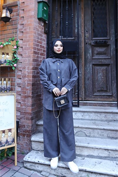 NİSUM MODA Buttoned Suede Set