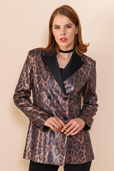 SERPİL Kadın Payet Detaylı Kruvaze Blazer Ceket