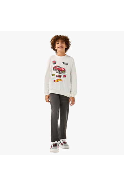 mattel Hot Wheels Graphic Print Crew Neck Sweatshirt with Long Sleeves