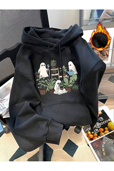 ZEMLİYA Hanorac cu glugă cu imprimeu Ghost, termic, cu 3 fire