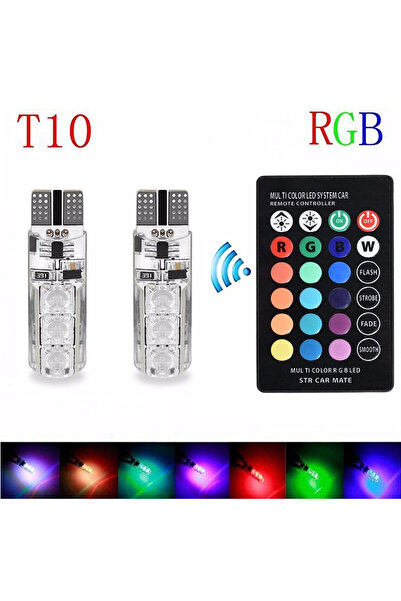 auto Set of 2 T10 LED RGB car bulbs with remote control, power 2W