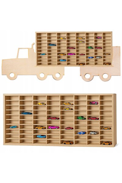 zola Raft organizator Montessori, model camion, pentru masini, 80 compartimente, 79x40x4 cm