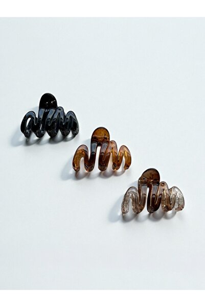 mila aksesuar مشبك شعر ماندال موديل ويف مكون من 3 قطع - مشبك شعر نسائي شفاف وملون