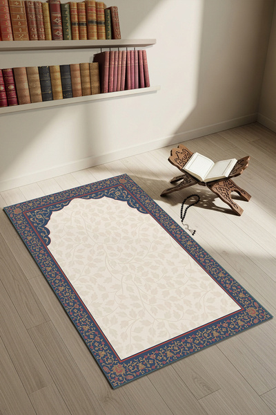Etnik Dekor Edge-Embroidered Patterned Prayer Rug