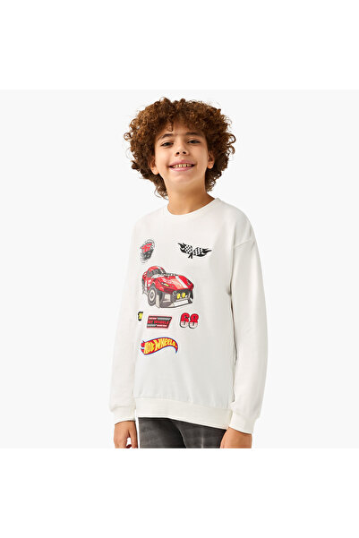 mattel Hot Wheels Graphic Print Crew Neck Sweatshirt with Long Sleeves