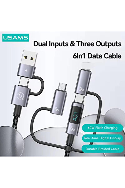 Usams 1.2m long 60W multi-port wired fast charging cable