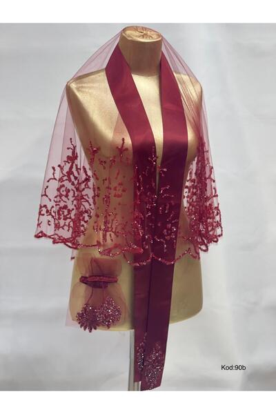 GÜRLEK TEKSTİL Işıl Işıl Gelin Duvağı Seti Düğün Yüz Örtüsü Kına Gecesi Nikah...