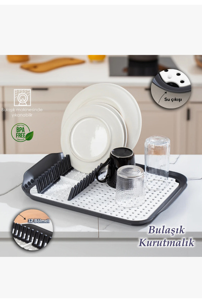 AKÇE Panno Kurutmalık Tabaklık Bulaşıklık Trend Pratik Bulaşık Sepeti Panno K...