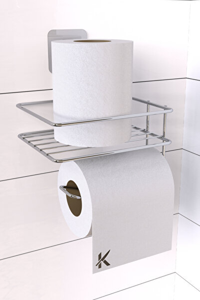 KARTEYA Θήκη για χαρτί υγιεινής Wclik με ασημί ράφι