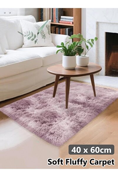 Generic Soft Fluffy Carpet 40*60CM Plush Area Rug High Pile Rug Mat Anti-Slip Tie-Dye Rug Machine Washable