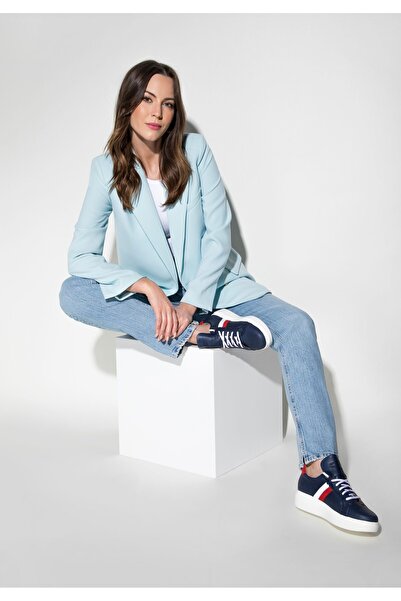 Wittchen Women's Leather Sneakers with Ruffles Navy Blue Leather