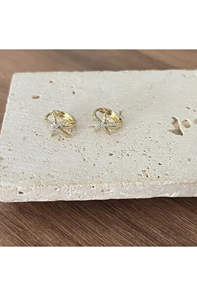 ATELİER GİZEM Xuping kararmaz 14k gold çelik halka deniz yıldızı kadın küpe