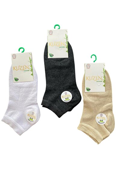 Miyakidsworld 3 Pairs Comfortable Bamboo Women Booties Socks Stitch-Free Washed Scented 36-40 & 3 Colors