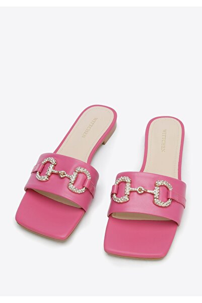 Wittchen Flip-flops din piele pentru femei cu cataramă strălucitoare, piele roz