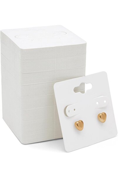naturevo 300 Adet Beyaz Küpe Tutucu Etiket Kartı 5*5 cm 300 gr Kalın Karton