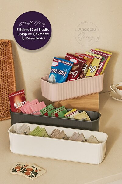 Anadolu Saray 5 Bölmeli Sert Plastik Dolap ve Çekmece İçi Düzenleyici Organiz...