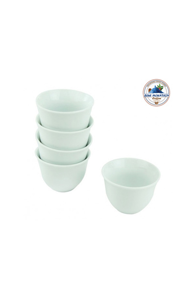 Blue mountain Turkish Coffee Cups - White, Set of 6