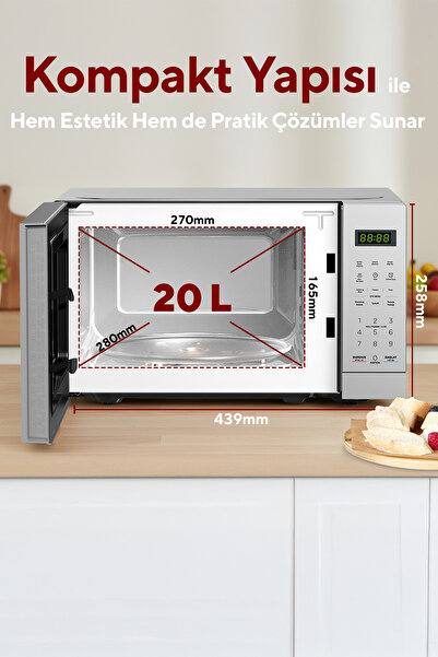 KUMTEL HM-13 Dijital Mikrodalga Fırın - Silver