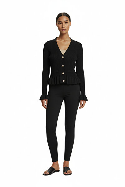 Genel Markalar V Yaka Süs Düğmeli Triko Hırka-69905