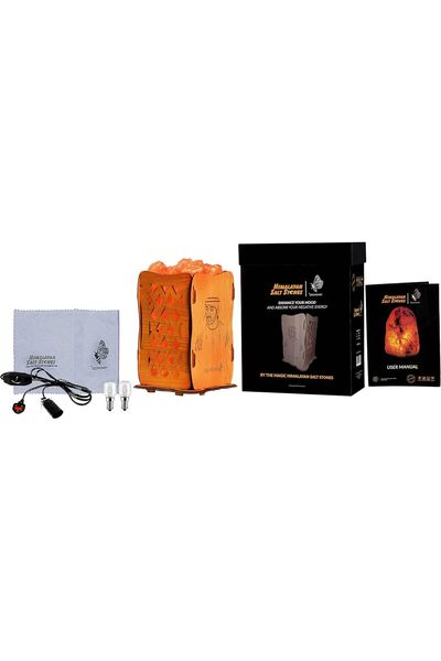 Geohoney Himalayan Salt Lamp With Wooden Basket - Sheikh Hamdan Bin Muhammad Photo GH-CSL-065