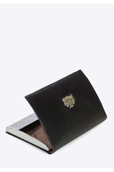 Wittchen Men's Leather Business Card Case with Coat of Arms, Classic Black, Leather