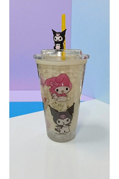 FAMEMUS ACCESSORY Kuromi Lemon Yellow Colorful Light-Up Cup with Straw Water Bottle