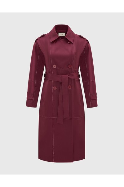 İLVİ Andrada Burgundy Women's Trench Coat