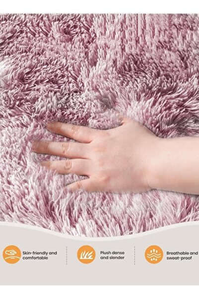 Generic Soft Fluffy Carpet 40*60CM Plush Area Rug High Pile Rug Mat Anti-Slip Tie-Dye Rug Machine Washable