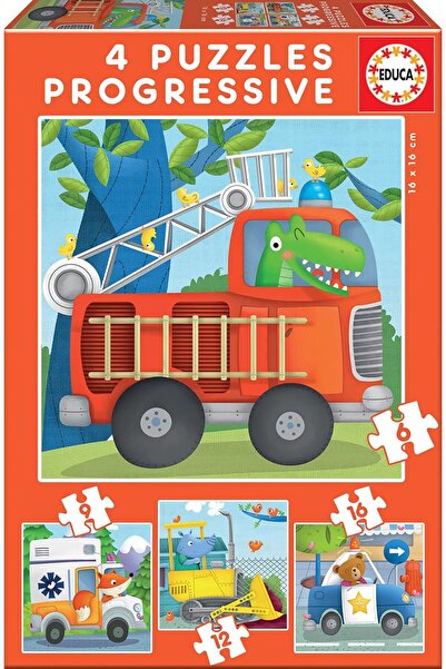 EDUCA Rescue Patrol Progressive Puzzles for Kids – 6, 9, 12, 16 Pieces (17144)